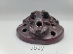 Van Briggle Pottery 1915 three frog Mulberry glaze flower holder Arts & Crafts