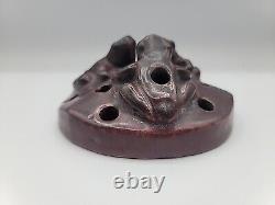 Van Briggle Pottery 1915 three frog Mulberry glaze flower holder Arts & Crafts