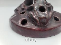 Van Briggle Pottery 1915 three frog Mulberry glaze flower holder Arts & Crafts