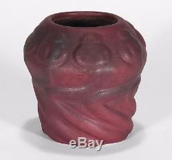 Van Briggle Pottery 1920's Arts & Crafts Mulberry red poppy pod vase shape 21