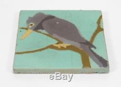 Van Briggle Pottery 6x6 kingfisher tile Arts & Crafts matte blue green gray