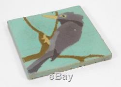 Van Briggle Pottery 6x6 kingfisher tile Arts & Crafts matte blue green gray