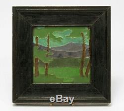 Van Briggle Pottery 6x6 landscape tile Arts & Crafts matte green purple mountain