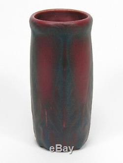 Van Briggle Pottery Arts & Crafts mulberry red blue leaf & flower vase shape 661
