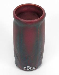 Van Briggle Pottery Arts & Crafts mulberry red blue leaf & flower vase shape 661