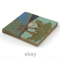 Van Briggle Pottery & Tile Co 6x6 tree landscape Arts & Crafts matte green blue Van Briggle Pottery & Tile Co 6x6 tree landscape Arts & Crafts matte green blue