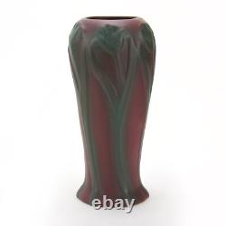 Van Briggle Pottery mulberry red 10 flower & leaf vase Arts & Crafts