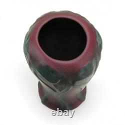 Van Briggle Pottery mulberry red 10 flower & leaf vase Arts & Crafts