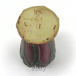 Van Briggle Pottery mulberry red 10 flower & leaf vase Arts & Crafts