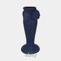 Van Briggle Vintage Art Pottery Three Native American Faces Purple Vase
