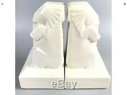 Very Rare Vintage Cowan Pottery Art & Crafts Ivory Elephant Bookends