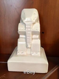 Very Rare Vintage Cowan Pottery Art & Crafts Ivory Elephant Bookends