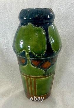 Vintage 1910-20 era 12 BELGIUM ARTS & CRAFTS MAJOLICA Art Pottery Vase