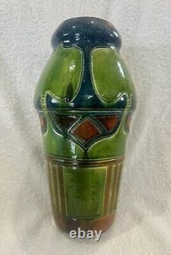 Vintage 1910-20 era 12 BELGIUM ARTS & CRAFTS MAJOLICA Art Pottery Vase