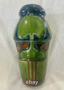 Vintage 1910-20 era 12 BELGIUM ARTS & CRAFTS MAJOLICA Art Pottery Vase