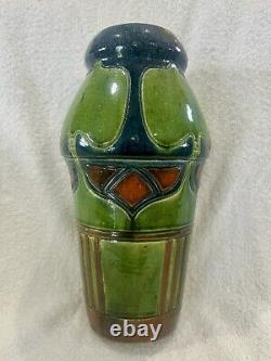 Vintage 1910-20 era 12 BELGIUM ARTS & CRAFTS MAJOLICA Art Pottery Vase