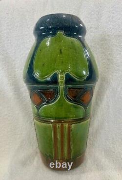 Vintage 1910-20 era 12 BELGIUM ARTS & CRAFTS MAJOLICA Art Pottery Vase