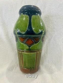 Vintage 1910-20 era 12 BELGIUM ARTS & CRAFTS MAJOLICA Art Pottery Vase