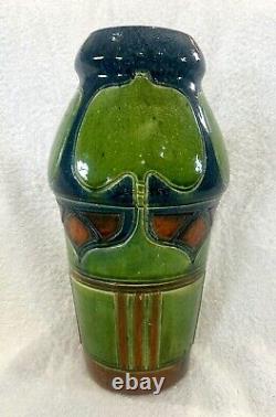 Vintage 1910-20 era 12 BELGIUM ARTS & CRAFTS MAJOLICA Art Pottery Vase