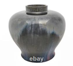 Vintage 1920 Large FULPER Arts & Crafts Vase Mirror Black Flambe Glaze