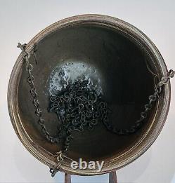 Vintage 1930s Evans Art Pottery Mission Swirl Hand Made Hanging Basket with Chain