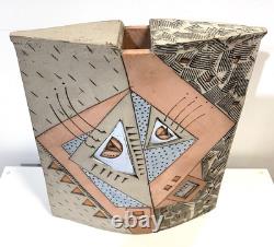 Vintage 1980s Large Art Pottery Vase Signed
