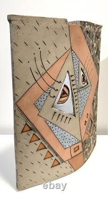 Vintage 1980s Large Art Pottery Vase Signed