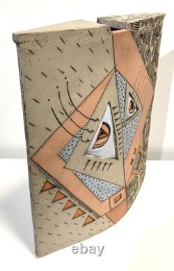Vintage 1980s Large Art Pottery Vase Signed