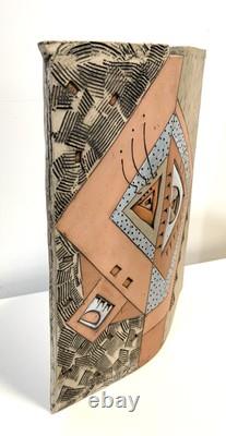 Vintage 1980s Large Art Pottery Vase Signed