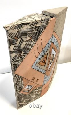 Vintage 1980s Large Art Pottery Vase Signed