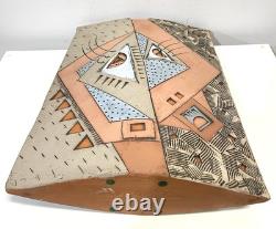 Vintage 1980s Large Art Pottery Vase Signed