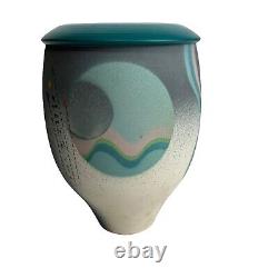 Vintage 1980s Modern Geometric Moon Minimalist studio artist signed vase