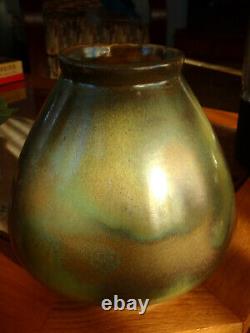 Vintage Antique Red Wing Art Pottery Vase Nokomis Arts & Crafts Green WOW GLAZE