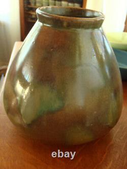 Vintage Antique Red Wing Art Pottery Vase Nokomis Arts & Crafts Green WOW GLAZE