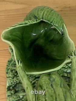 Vintage Art & Crafts Watcombe Torquay Green Frog Pulling Shell On Lily Pad/leaf