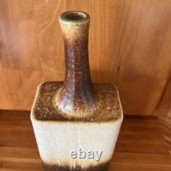 Vintage Art Pottery Long Bottle Neck Vase Artist Signed 1978 -Daniel Cassiet