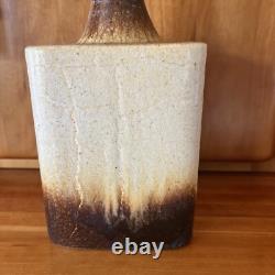 Vintage Art Pottery Long Bottle Neck Vase Artist Signed 1978 -Daniel Cassiet
