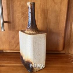 Vintage Art Pottery Long Bottle Neck Vase Artist Signed 1978 -Daniel Cassiet