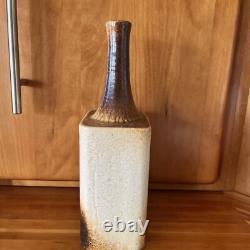Vintage Art Pottery Long Bottle Neck Vase Artist Signed 1978 -Daniel Cassiet