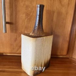 Vintage Art Pottery Long Bottle Neck Vase Artist Signed 1978 -Daniel Cassiet