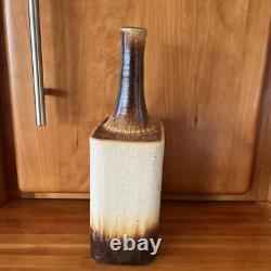 Vintage Art Pottery Long Bottle Neck Vase Artist Signed 1978 -Daniel Cassiet