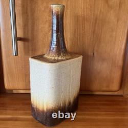 Vintage Art Pottery Long Bottle Neck Vase Artist Signed 1978 -Daniel Cassiet
