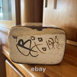 Vintage Art Pottery Long Bottle Neck Vase Artist Signed 1978 -Daniel Cassiet