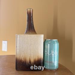 Vintage Art Pottery Long Bottle Neck Vase Artist Signed 1978 -Daniel Cassiet