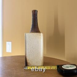 Vintage Art Pottery Long Bottle Neck Vase Artist Signed 1978 -Daniel Cassiet