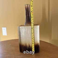 Vintage Art Pottery Long Bottle Neck Vase Artist Signed 1978 -Daniel Cassiet