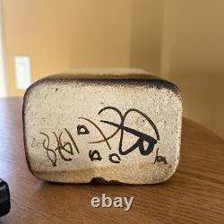 Vintage Art Pottery Long Bottle Neck Vase Artist Signed 1978 -Daniel Cassiet