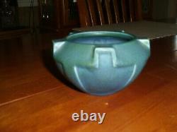 Vintage Arts And Crafts Rookwood Pottery Dark Blue Round Buttress Bowl 1917