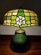 Vintage Arts & Crafts Leaded Glass Table Lamp With Hampshire Art Pottery Base