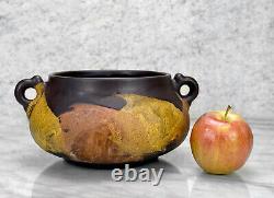 Vintage Arts & Crafts Pottery Earth Wrap Motif Handle Jardiniere Planter